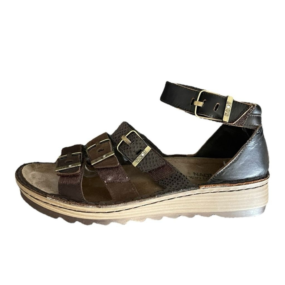 Naot Brown Multi-Strap Buckle Ankle Sandal - Picture 3 of 10